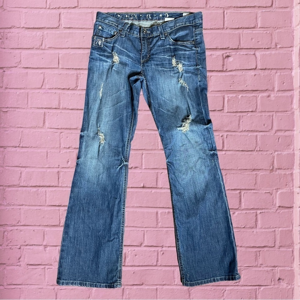 Women’s Southern Thread Distressed Denim Jeans with Flared Leg - Size 28